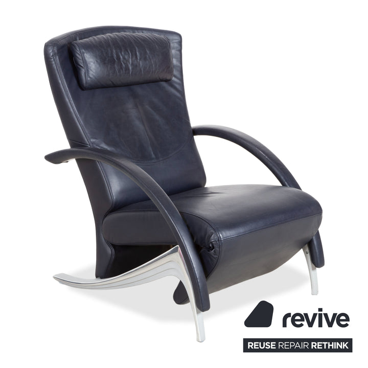 Rolf Benz 3100 Leder Sessel Dunkelblau manuelle Funktion Relaxfunktion