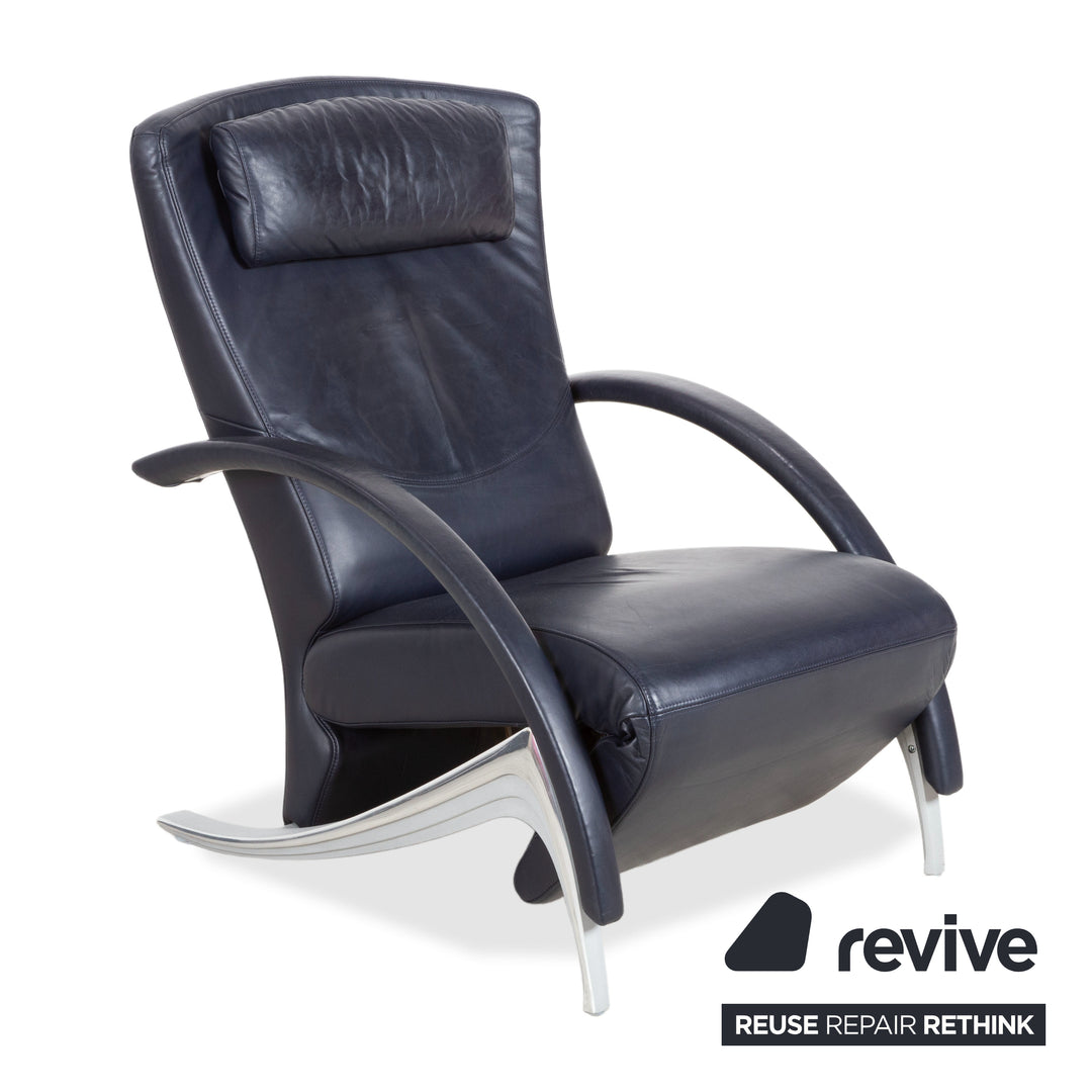 Rolf Benz 3100 Leder Sessel Dunkelblau manuelle Funktion Relaxfunktion