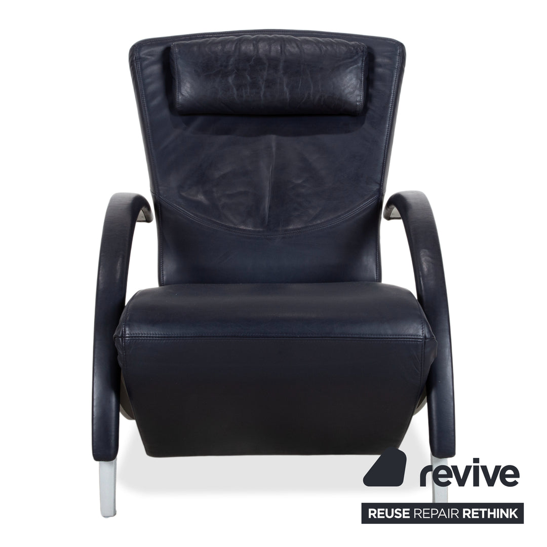 Rolf Benz 3100 Leder Sessel Dunkelblau manuelle Funktion Relaxfunktion