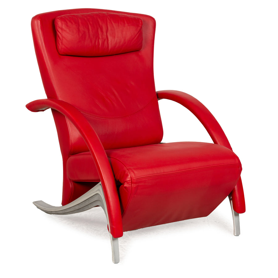 Rolf Benz 3100 Leder Sessel Rot manuelle Funktion Relaxfunktion