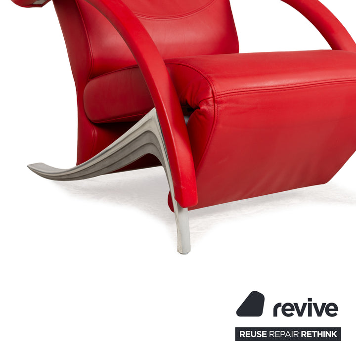 Rolf Benz 3100 Leder Sessel Rot manuelle Funktion Relaxfunktion
