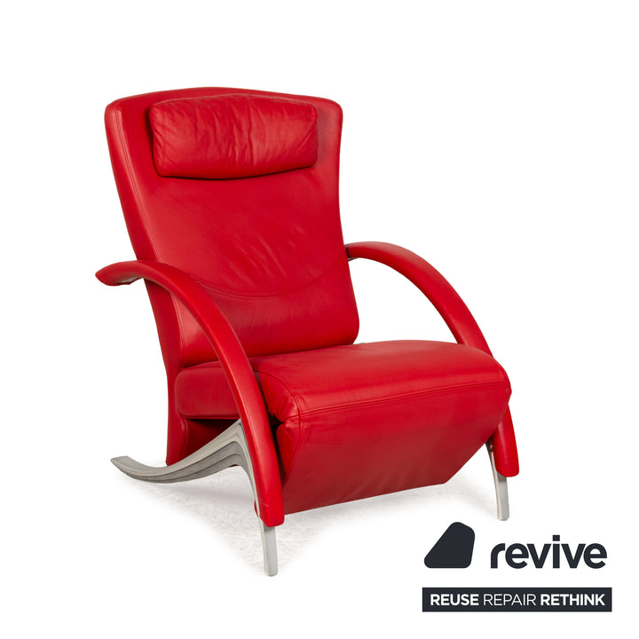 Rolf Benz 3100 Leder Sessel Rot manuelle Funktion Relaxfunktion