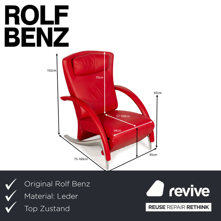 Rolf Benz 3100 Leder Sessel Rot manuelle Funktion Relaxfunktion