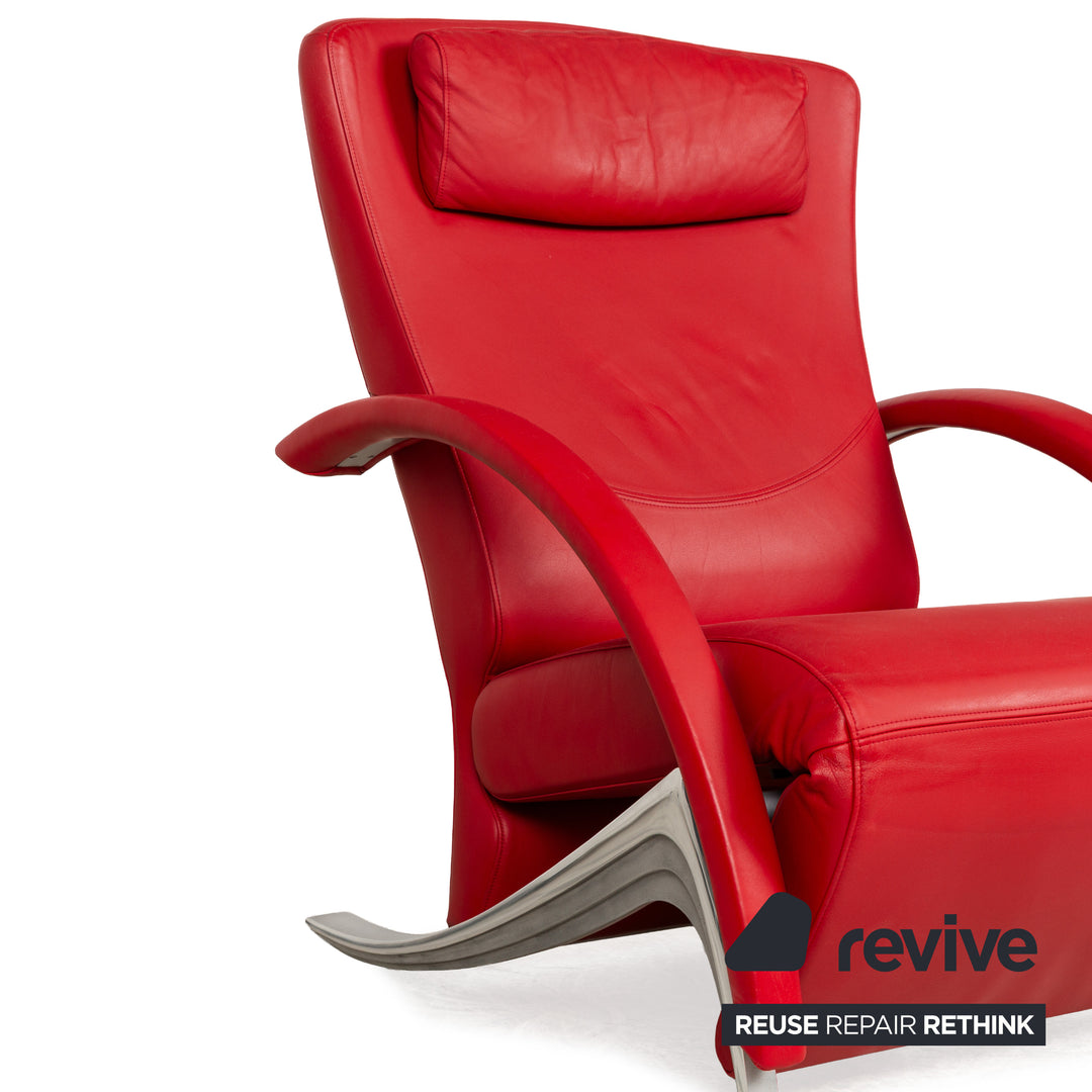 Rolf Benz 3100 Leder Sessel Rot manuelle Funktion Relaxfunktion