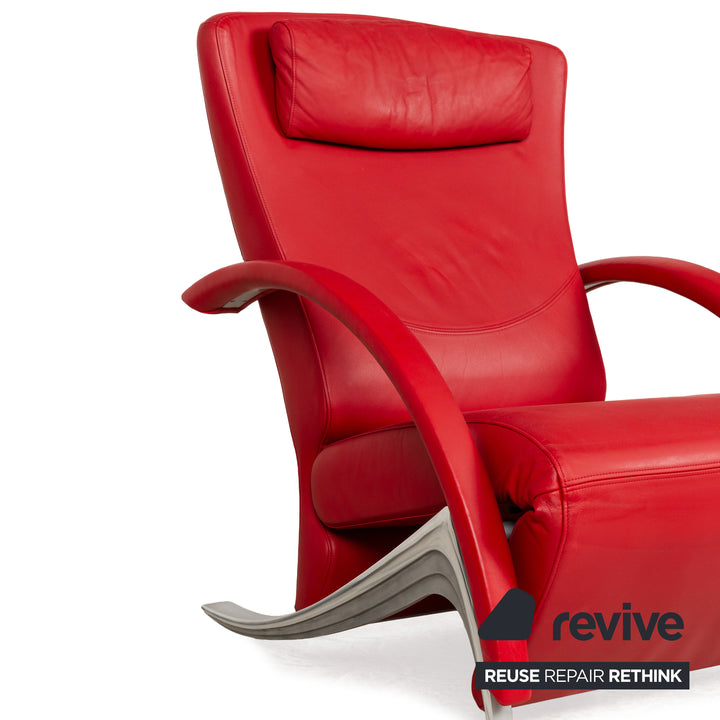 Rolf Benz 3100 Leder Sessel Rot manuelle Funktion Relaxfunktion