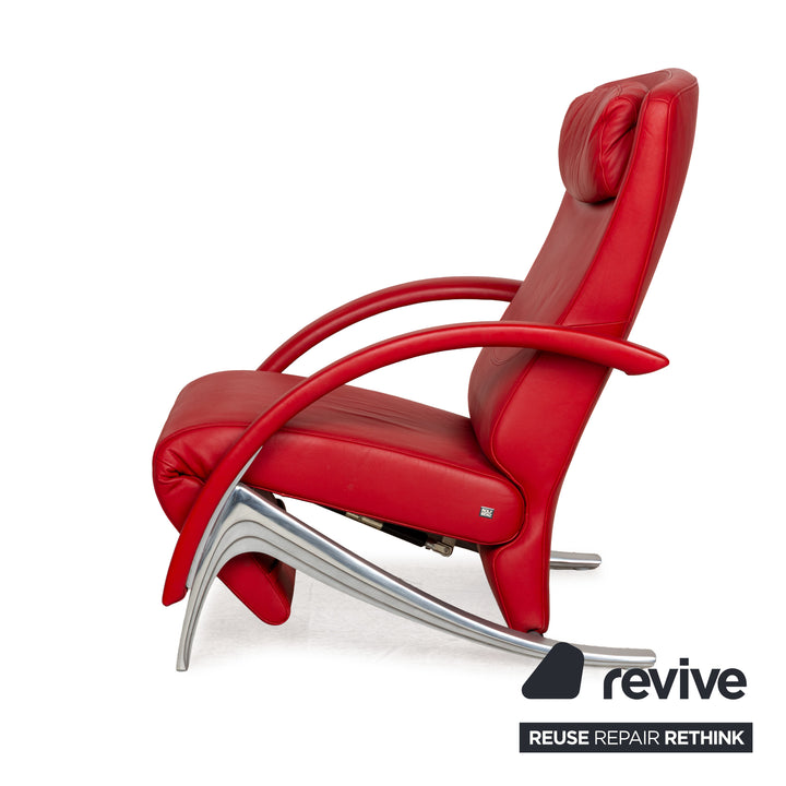 Rolf Benz 3100 Leder Sessel Rot manuelle Funktion Relaxfunktion