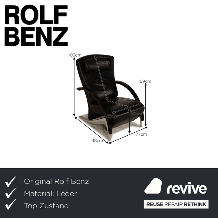 Rolf Benz 3100 lænestol i sort læder