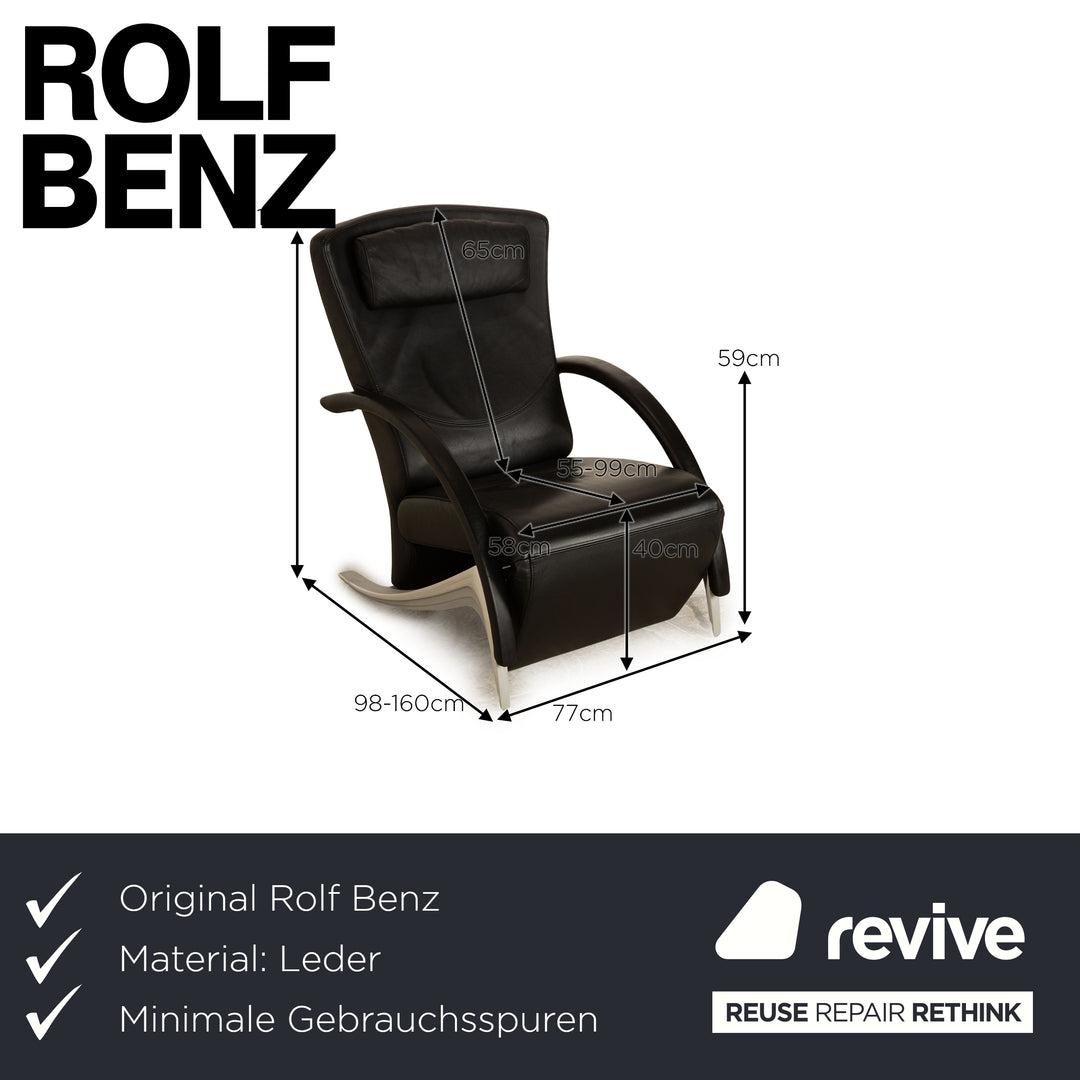 Rolf Benz 3100 Leather Armchair Black manual function