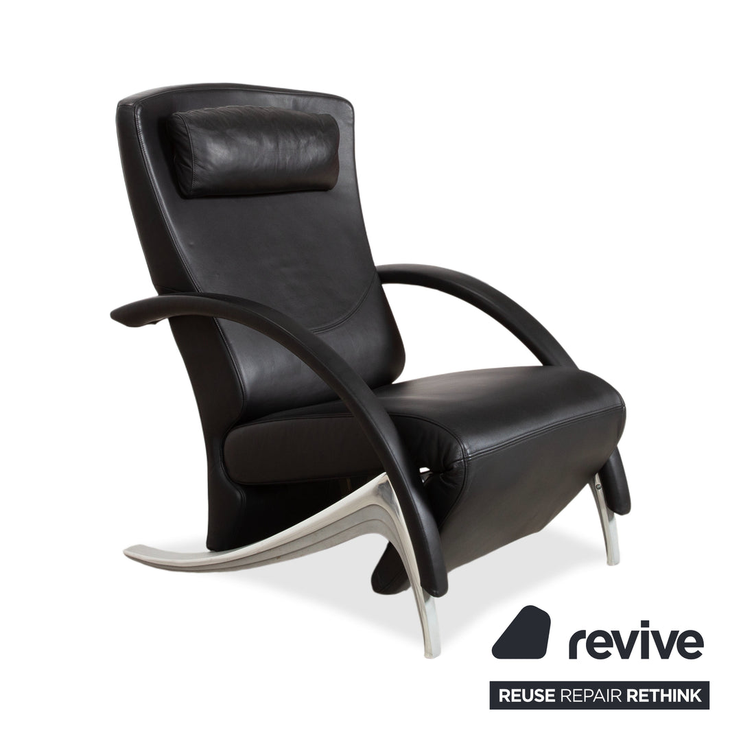Rolf Benz 3100 Leather Armchair Black manual function
