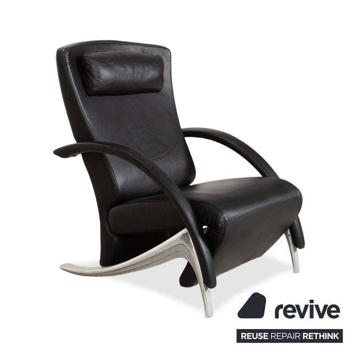 Rolf Benz 3100 Leather Armchair Black manual function