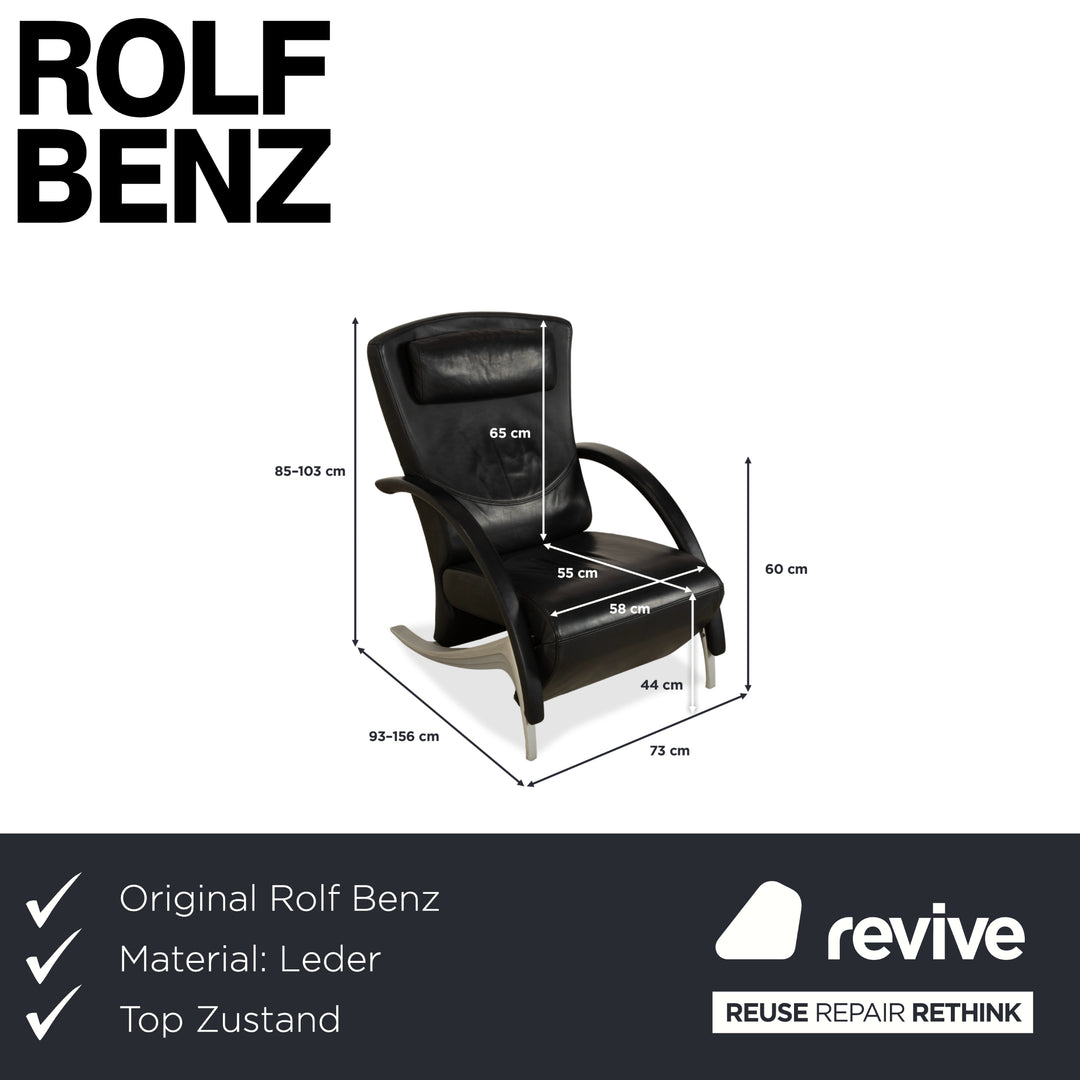 Rolf Benz 3100 Leder Sessel Schwarz manuelle Funktion