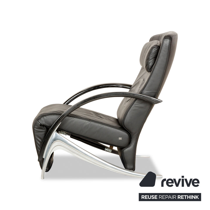 Rolf Benz 3100 Leather Armchair Black manual function