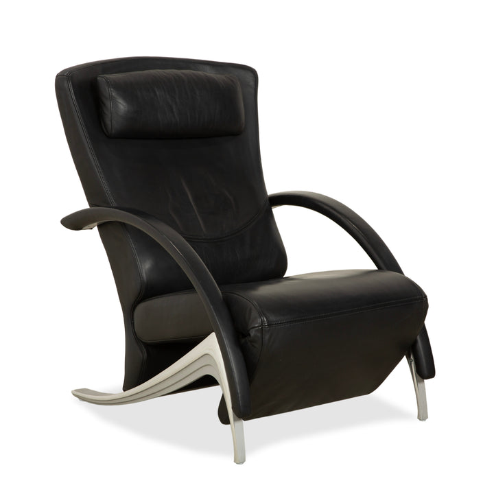 Rolf Benz 3100 Leather Armchair Black manual function