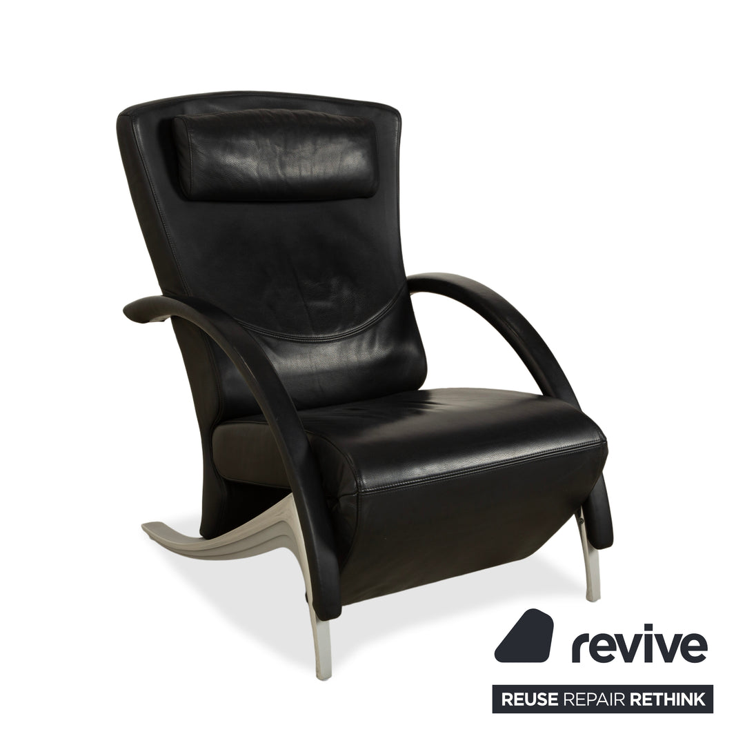 Rolf Benz 3100 Leather Armchair Black manual function