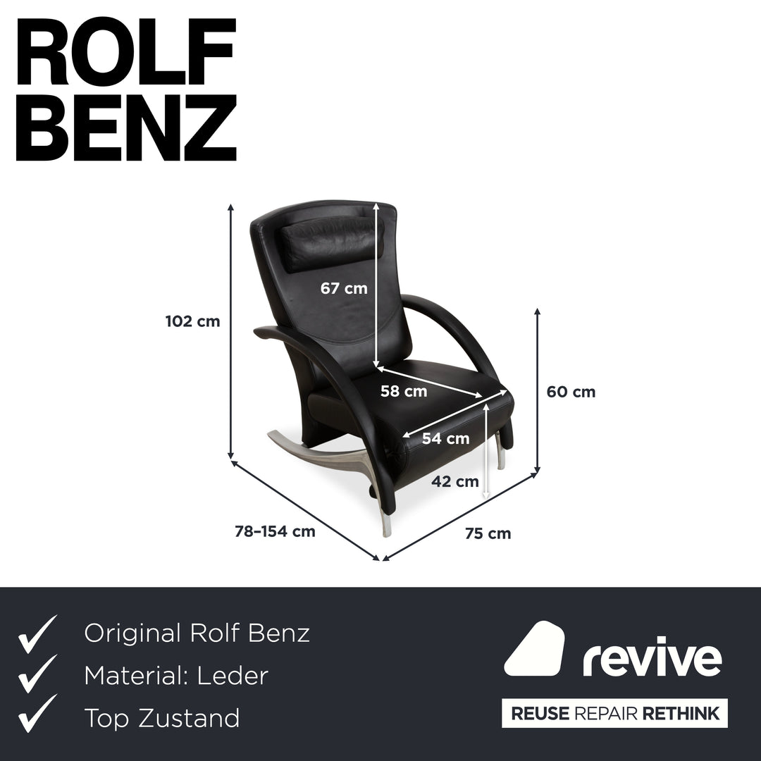 Rolf Benz 3100 Leather Armchair Black manual function