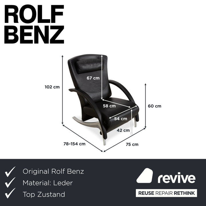 Rolf Benz 3100 Leather Armchair Black manual function