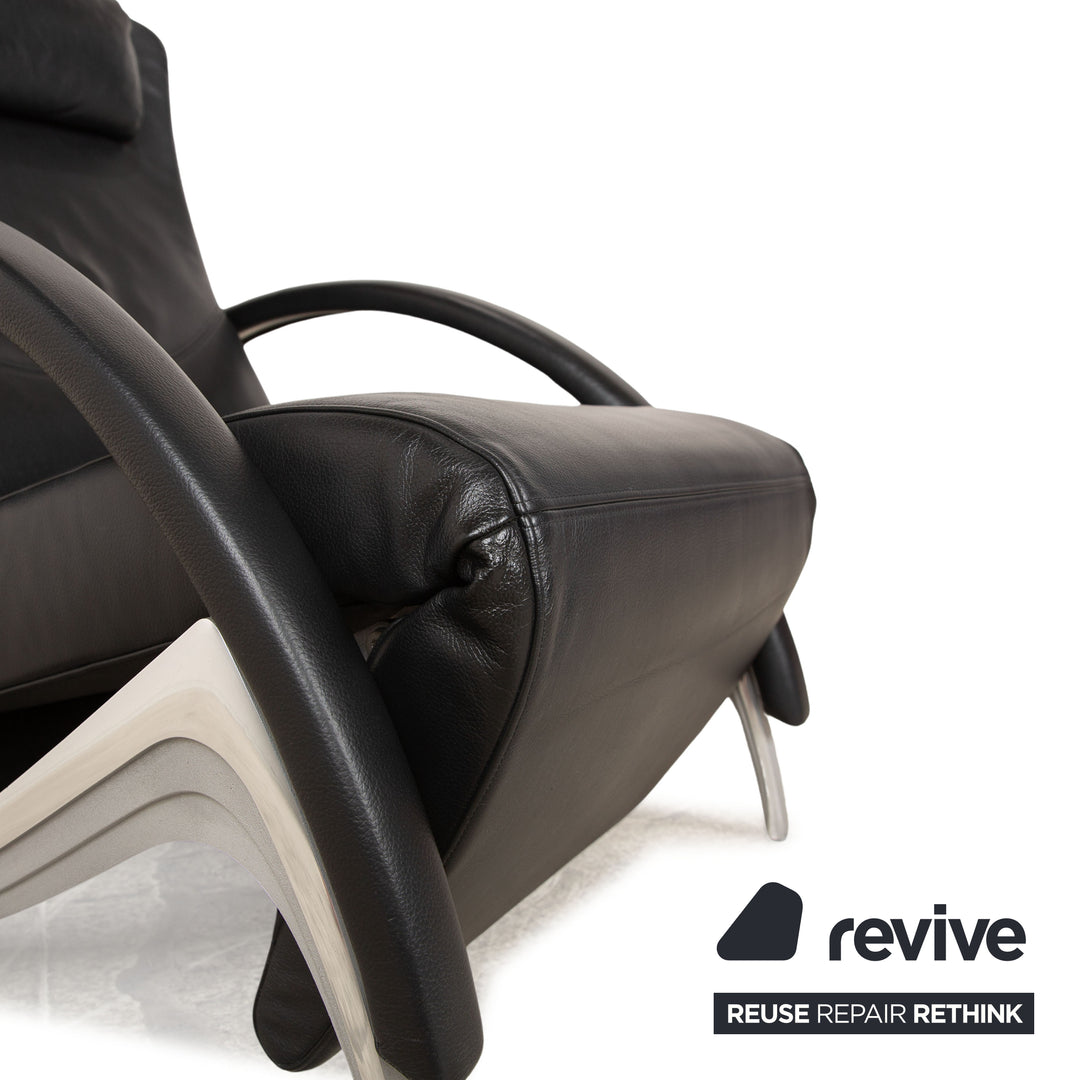 Rolf Benz 3100 leather armchair black manual function relaxation chair