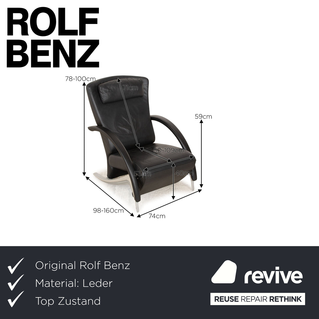 Rolf Benz 3100 leather armchair black manual function relaxation chair
