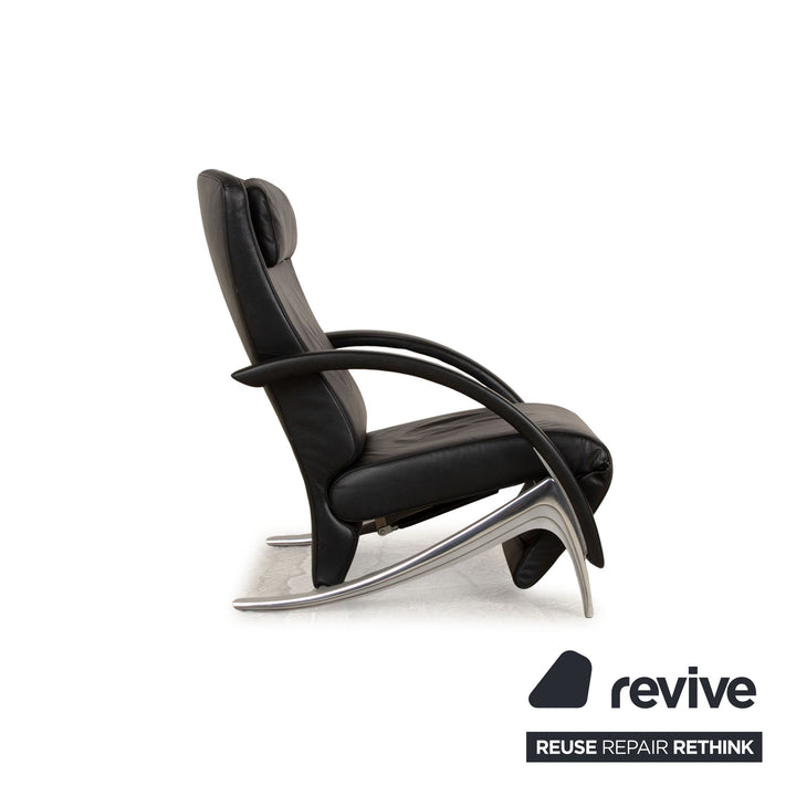 Rolf Benz 3100 leather armchair black manual function relaxation chair
