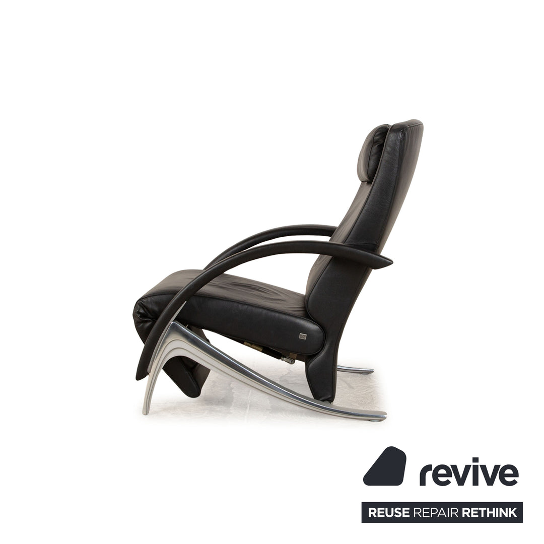 Rolf Benz 3100 leather armchair black manual function relaxation chair