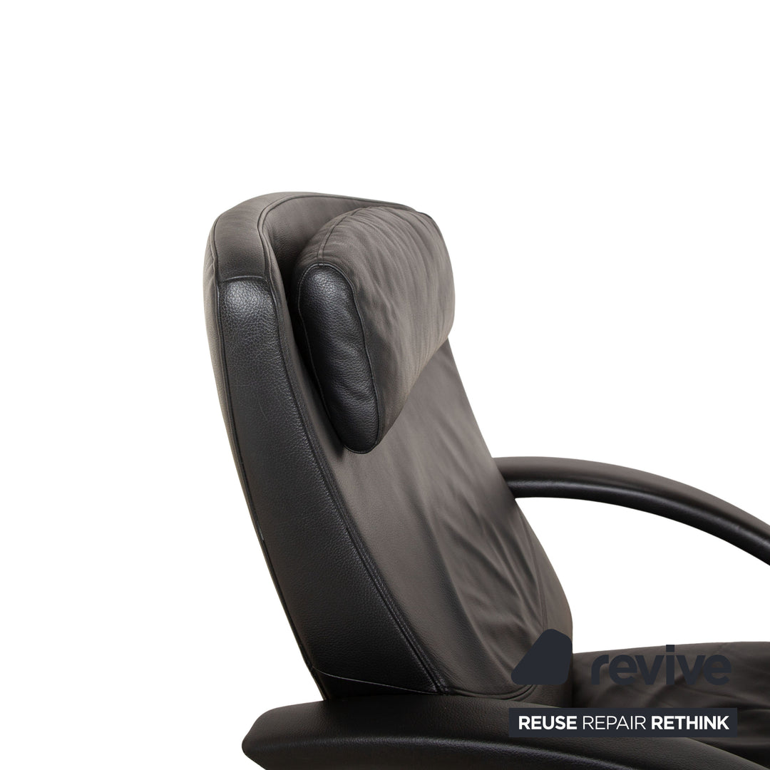 Rolf Benz 3100 leather armchair black manual function relaxation chair
