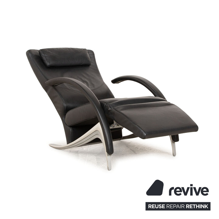 Rolf Benz 3100 leather armchair black manual function relaxation chair