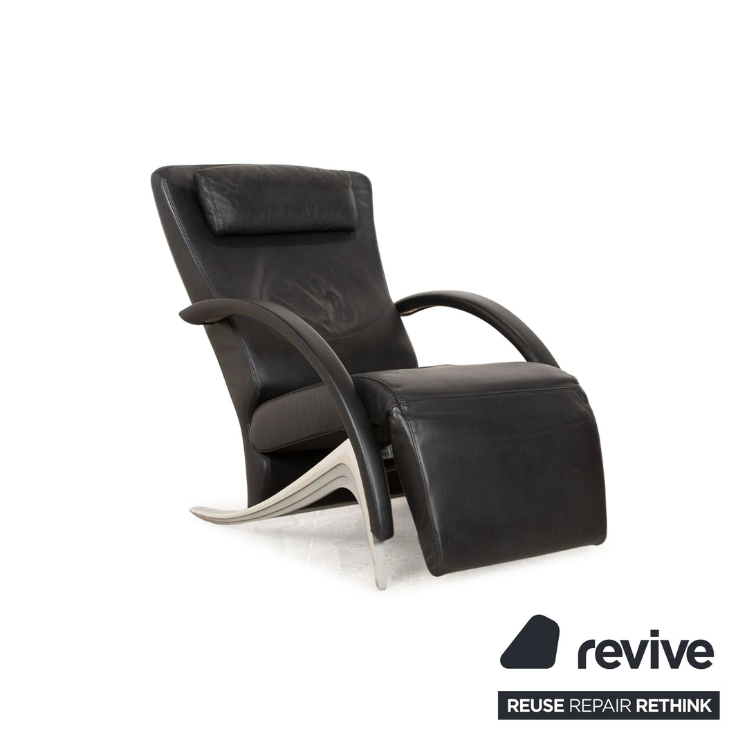 Rolf Benz 3100 leather armchair black manual function relaxation chair