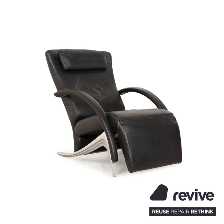 Rolf Benz 3100 leather armchair black manual function relaxation chair