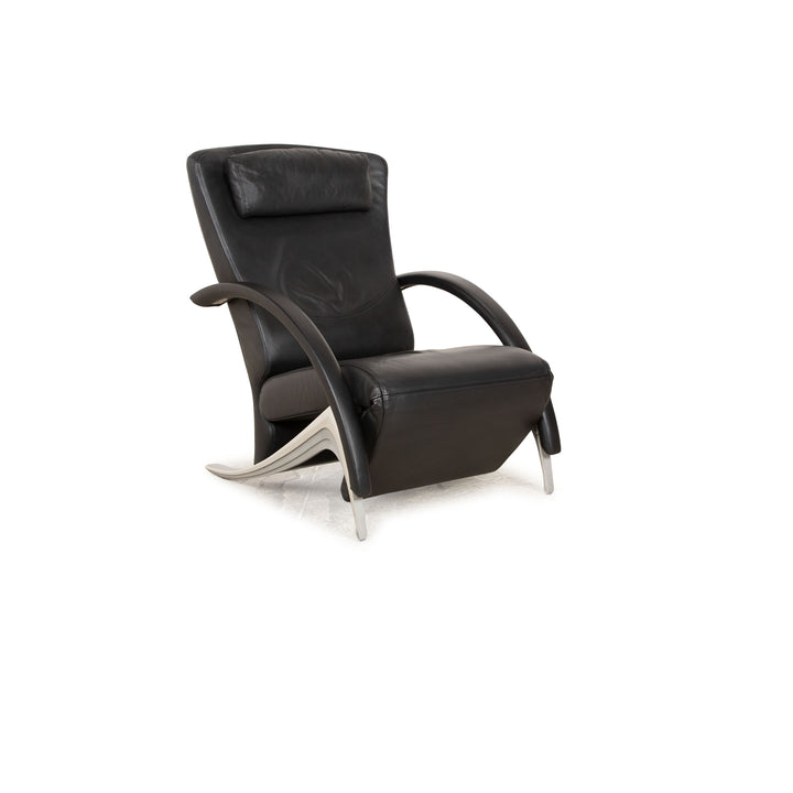 Rolf Benz 3100 leather armchair black manual function relaxation chair