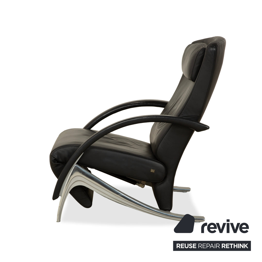 Rolf Benz 3100 Leather Armchair Black manual function