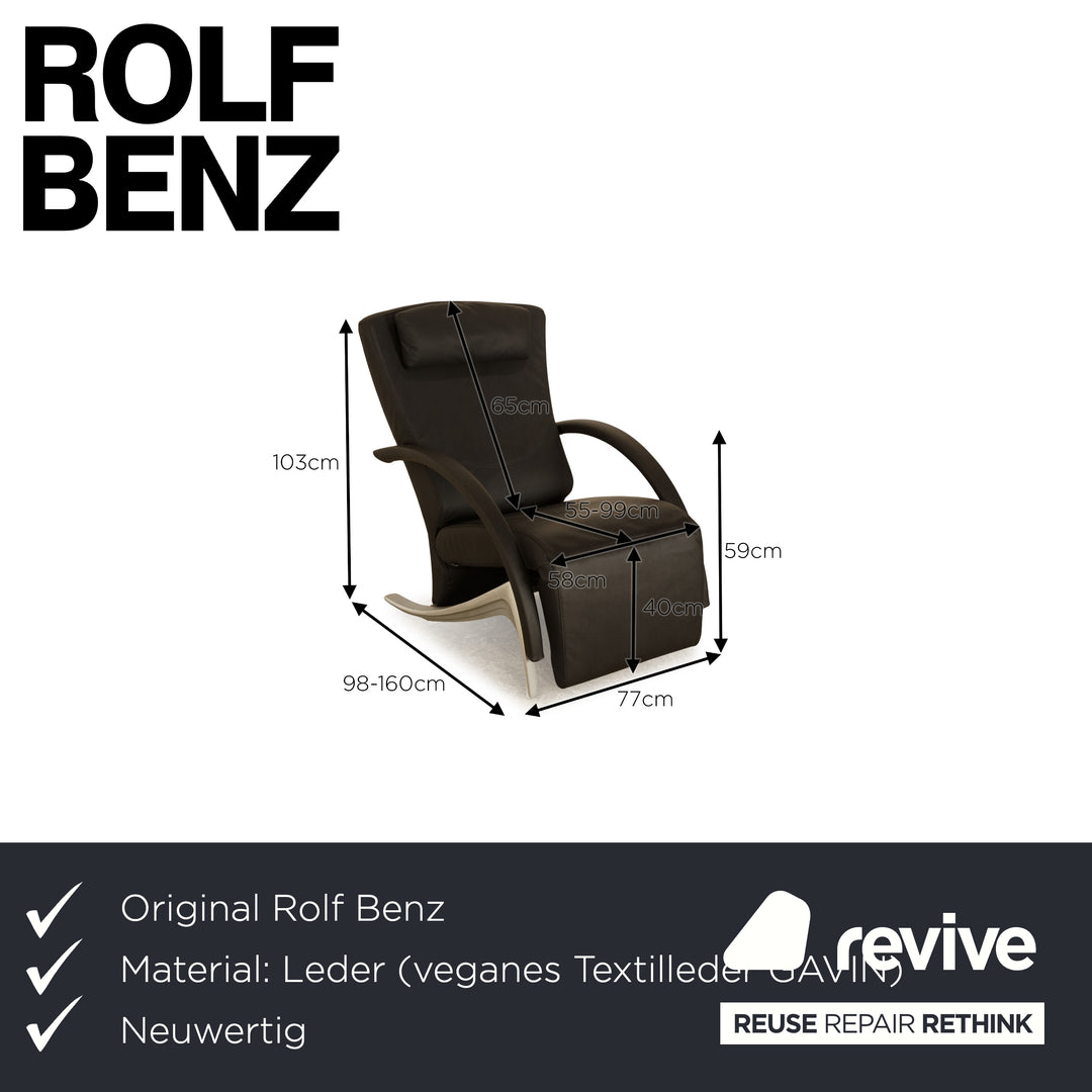 Rolf Benz 3100 vegan leather chair anthracite / black manual function new cover