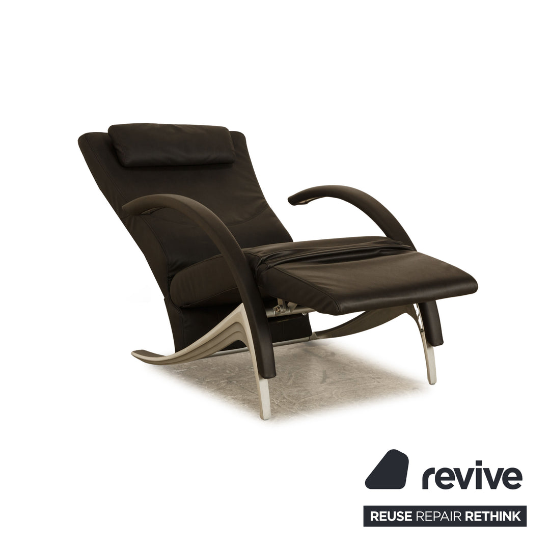 Chaise en cuir vegan Rolf Benz 3100 anthracite / noir fonction manuelle nouvelle housse