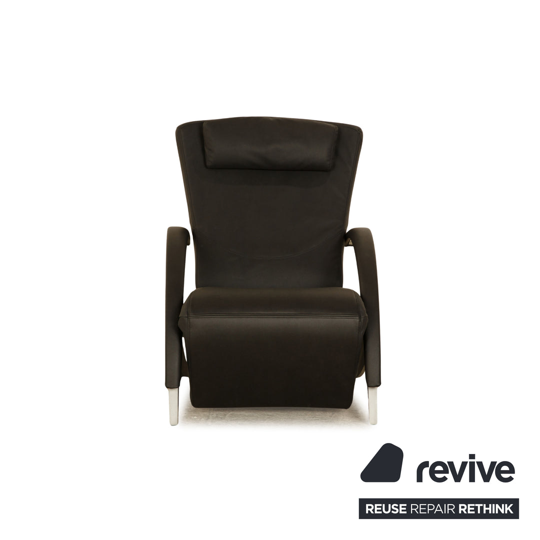 Rolf Benz 3100 veganes Leder Stuhl anthrazit / schwarz manuelle Funktion Neubezug