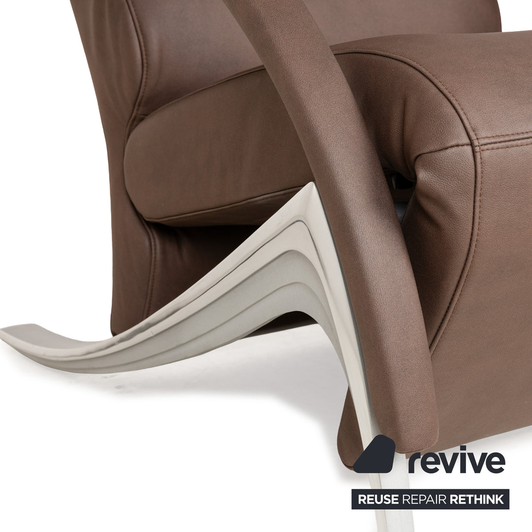 Rolf Benz 3100 armchair brown vegan leather relaxation function chocolate mocha mud new cover