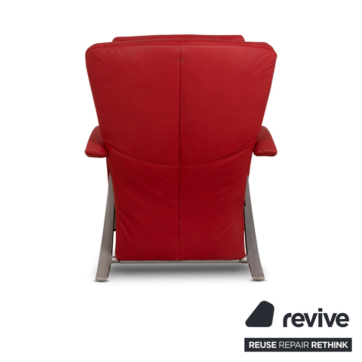 Fauteuil Rolf Benz 3100 en cuir vegan rouge avec fonction relaxation et nouvelle housse