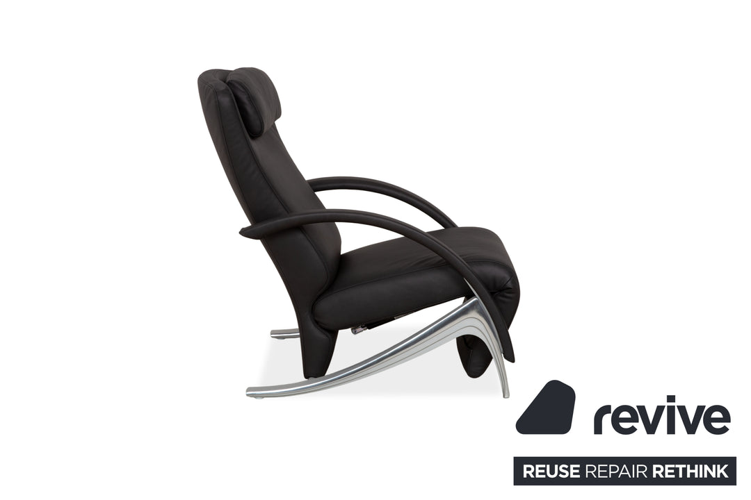 Rolf Benz 3100 Armchair Vegan Leather Anthracite Black Reupholstered