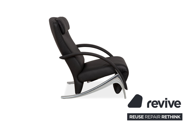 Rolf Benz 3100 Fauteuil cuir vegan anthracite noir retapissé