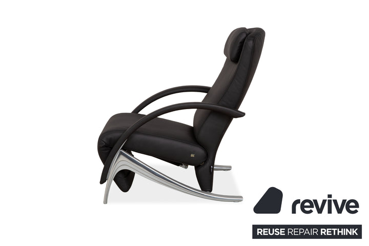 Rolf Benz 3100 Fauteuil cuir vegan anthracite noir retapissé