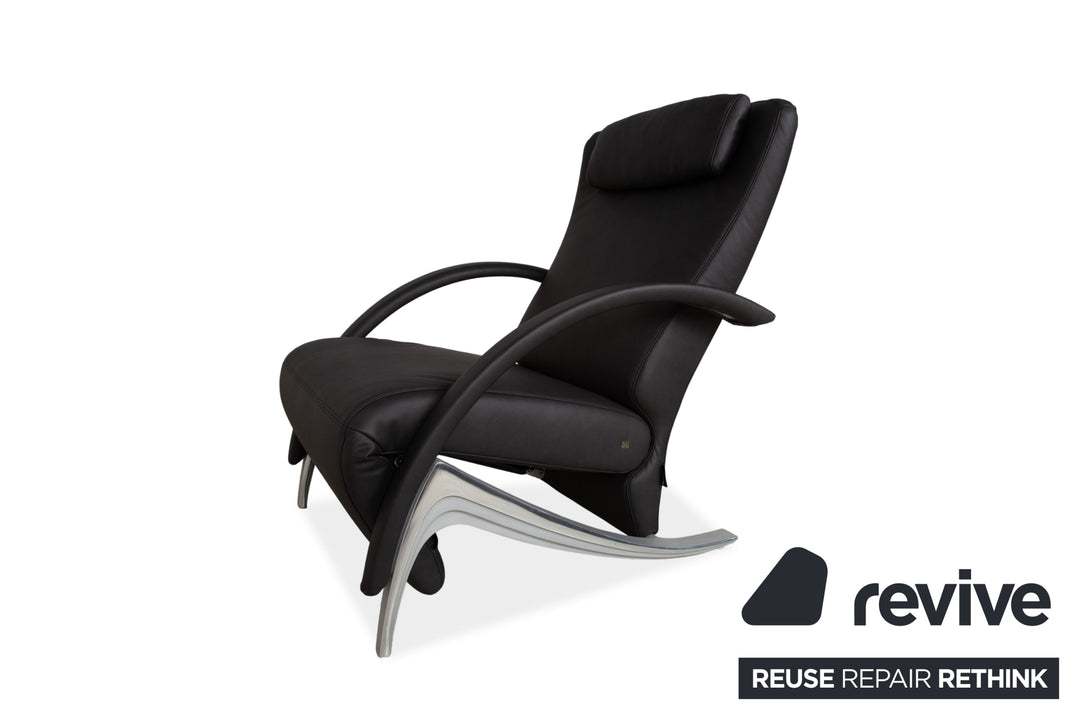 Rolf Benz 3100 Fauteuil cuir vegan anthracite noir retapissé