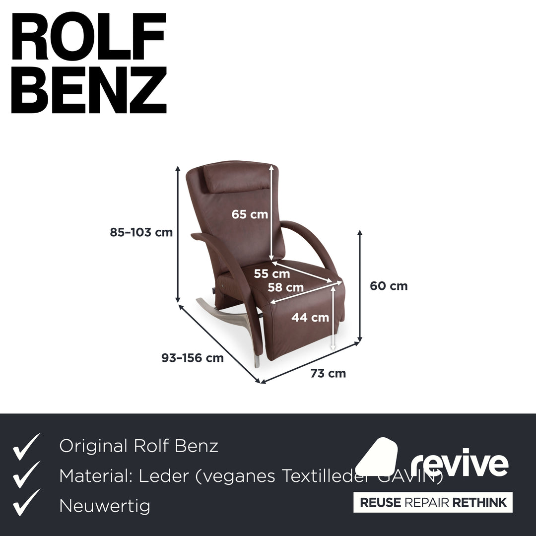 Rolf Benz 3100 Armchair Vegan Leather Brown Mokka Reupholstered GAVIN 105 Manual Function Recliner