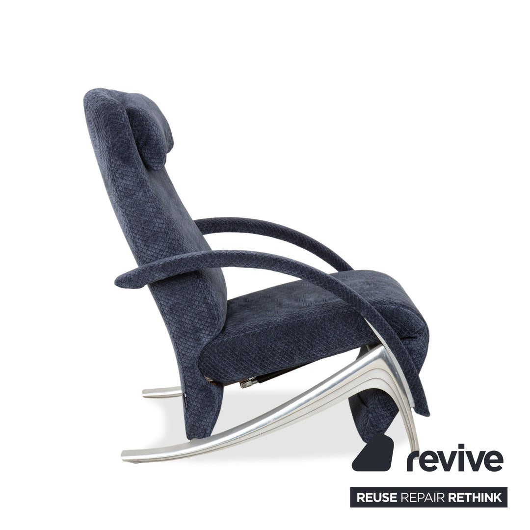 Rolf Benz 3100 Fabric Armchair Blue Reupholstered Manual Function