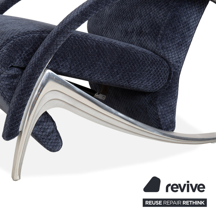 Rolf Benz 3100 Fabric Armchair Blue Reupholstered Manual Function