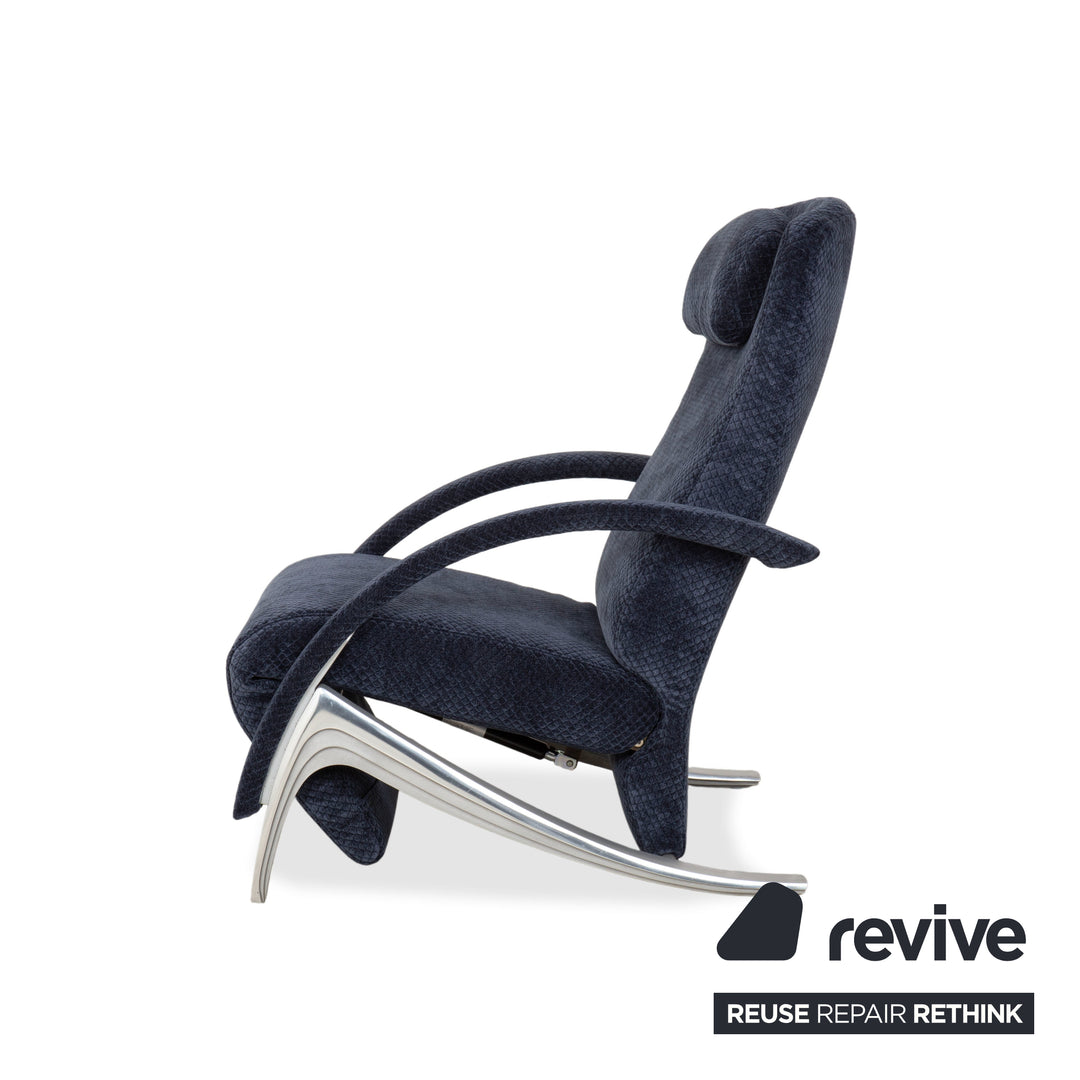 Rolf Benz 3100 Fabric Armchair Blue Reupholstered Manual Function