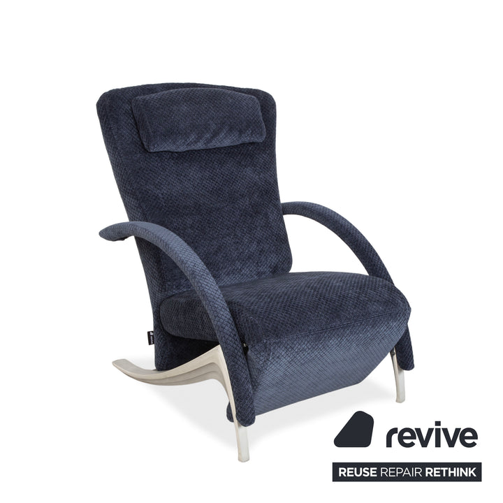 Rolf Benz 3100 Fabric Armchair Blue Reupholstered Manual Function