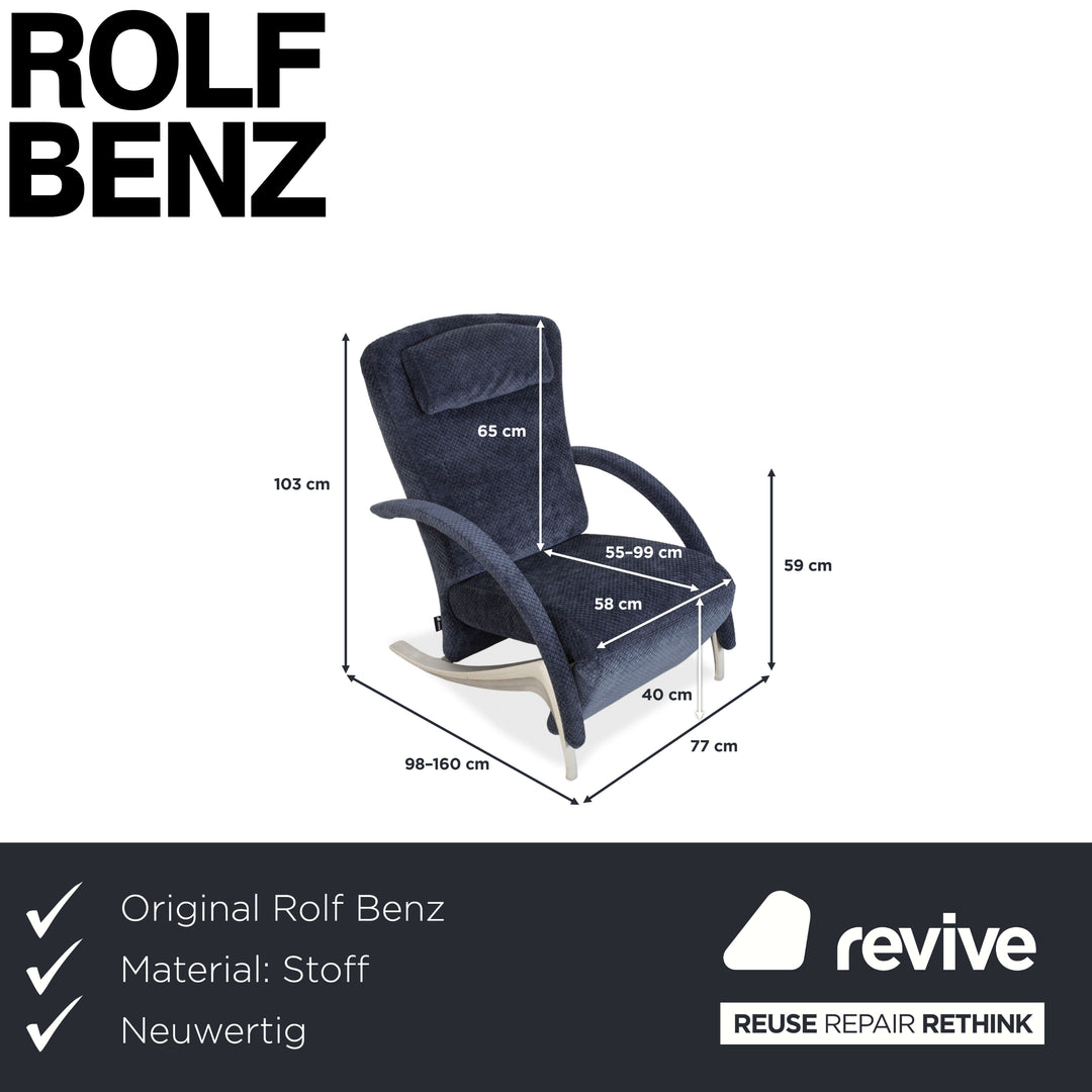 Rolf Benz 3100 Fabric Armchair Blue Reupholstered Manual Function