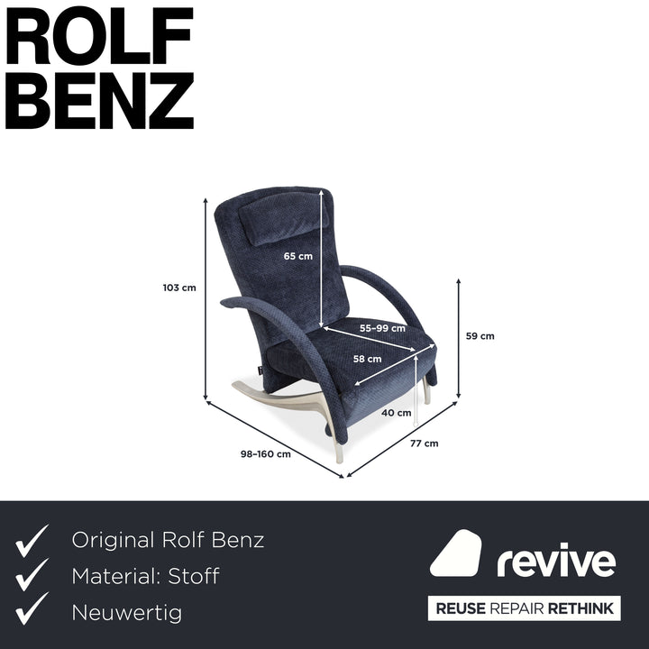Rolf Benz 3100 Fabric Armchair Blue Reupholstered Manual Function