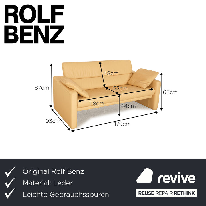 Rolf Benz 312 Leder Zweisitzer Creme Sofa Couch