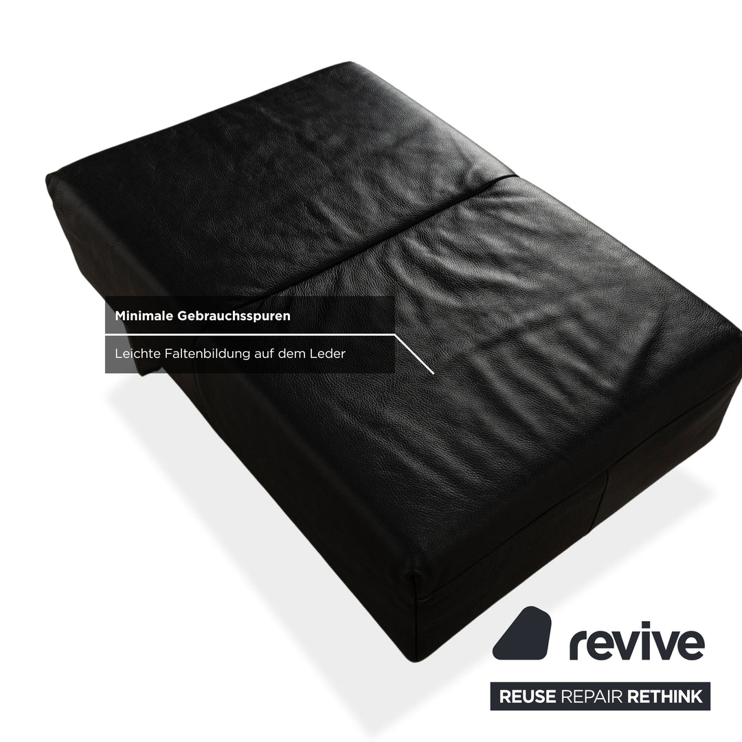 Rolf Benz 318 Linea Leder 1x Dreisitzer 1x Hocker 1x Sessel Schwarz Sofa Couch