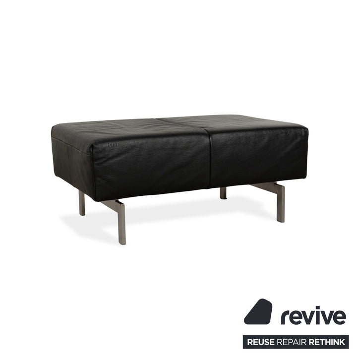 Rolf Benz 318 Linea Leder 1x Dreisitzer 1x Hocker 1x Sessel Schwarz Sofa Couch