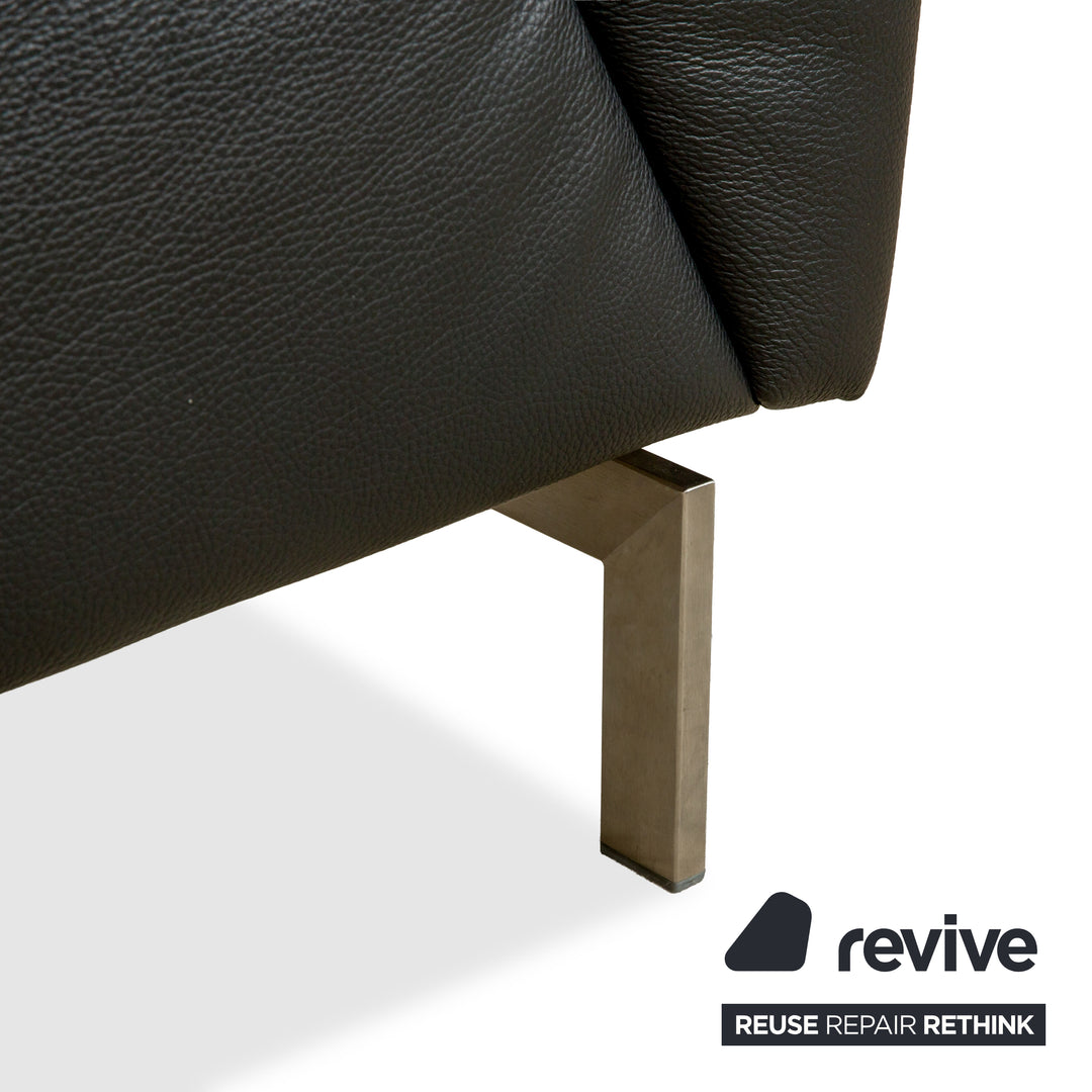 Rolf Benz 318 Linea Leder 1x Dreisitzer 1x Hocker 1x Sessel Schwarz Sofa Couch